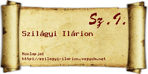 Szilágyi Ilárion névjegykártya